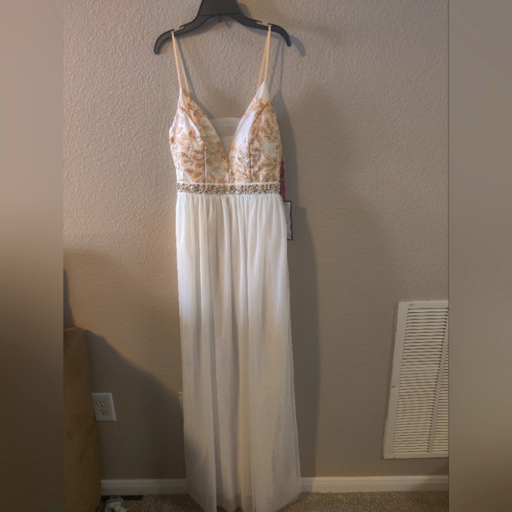 Ivory and gold dress